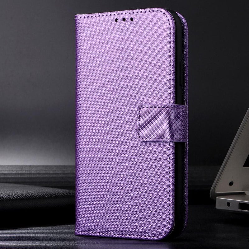 جراب هاتف جلدي بنقشة ماسية لهاتف Realme 15 5G / 15 Pro 5G (أرجواني) - Image 2